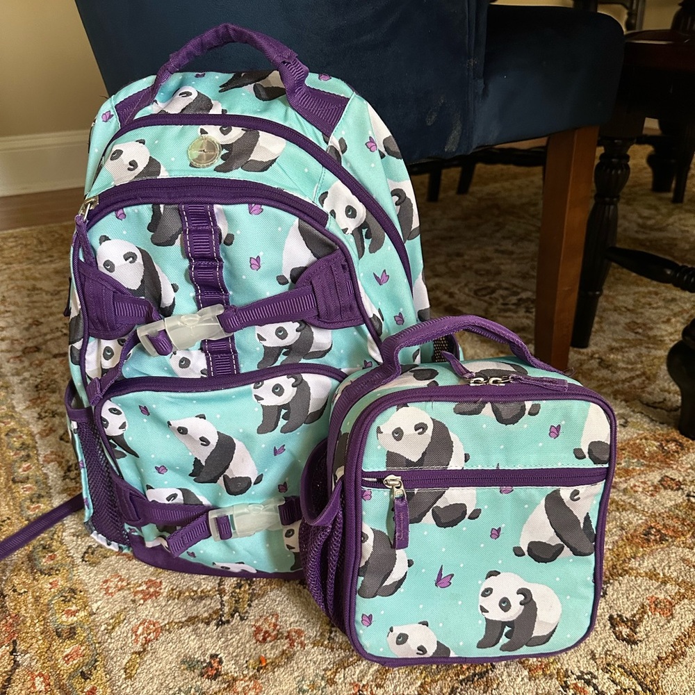 Pottery Barn Kids Mackenzie Aqua Panda Large Backpack